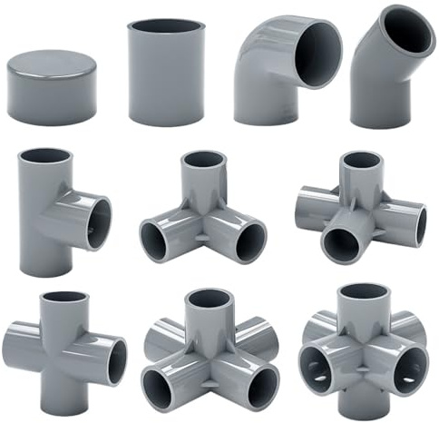 BREAKA Accesorios de tubería de PVC Gris, 20/25/32mm, 3/4/5/6 vías, Codo Recto DIY, Conectores en T Iguales, Adaptador acoplador de Tubo de Junta de plástico (Color : 6 Ways, Size : I.D 32mm)