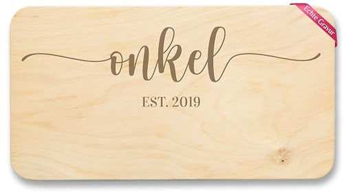 Frühstücksbrettchen Holz Natur - Onkel est Jahreszahl I Onkel werden verkünden I Geschenk für Onkel Weihnachten I Geburtstag I Weihnachtsgeschenkidee - 22x12 - Holz - fuer du wirst brettchen