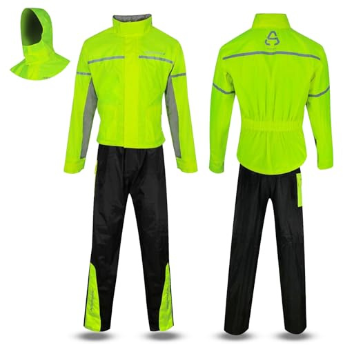 ASPIDEX Tuta Antipioggia Kit Completo Impermeabile Moto Tuta Antipioggia Moto Impermeabile Completo Set Nylon Giacca Scooter Pantalone