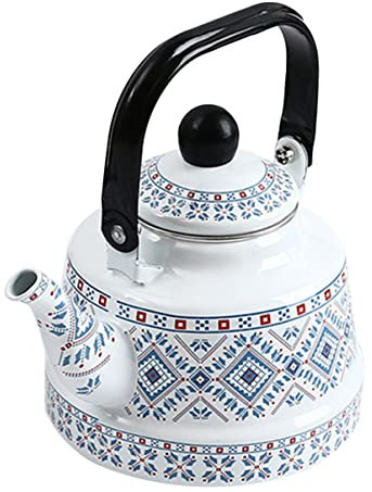 1st vattenkokare tekannor för spis Vintage tekannor Vatten kokande kastruller McKenzie Childs tekanna för spishäll Rostfritt stål Kaffekaraff Te Serveringskruka Stenverktyg Emalj Metall Kontor