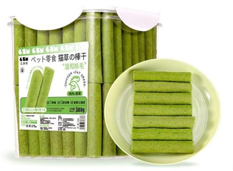 XDGJTBFMY Kaustäbchen für Katzen Katzenminze Wandball Natürlicher Gras-Molarenstab Katzengras Sticks Katzengras Katzengrasstäbchen für Wohnungskatzen Kauspielzeug zur Zahnpflege Zahnreiniger (60Stk)