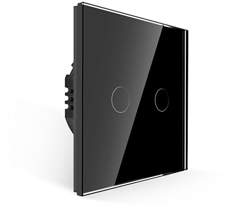 PULSAR Touch Lichtschalter Unterputz 1-Fach Glas Schwarz Serienschalter | Touch Schalter 230v Unterputz 1 Fach Glas Schwarz, Sensor Serienschalter 86 x 86mm Lichtschalter ohne Neutralleiter