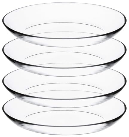 JUANIO Set de Table, Service de 12 Assiette Creuse Ovale, Plat de Service en Verre Transparent - Diamètre 33 x Profondeur 25 x Hauteur 4.4 cm