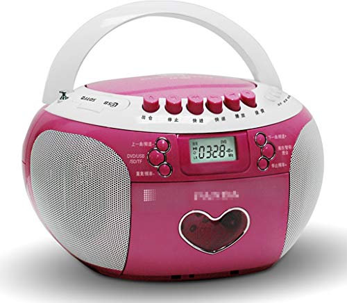 Portable Portable CD Player Boombox with AM/FM Radio, LED Display, Remote Control, DSP Stereo Radio System, USB/SD/TF Card Interface Boombox(Pink)