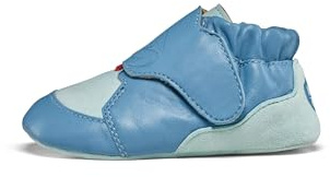 Affenzahn Scarpa per Gattonare Pelle Crawly Scarpine per Bambini in Pelle per Bambine e Bambini con Chiusura in Strappo, morbide e Flessibili, Antiscivolo Squalo - Blu, 22/23