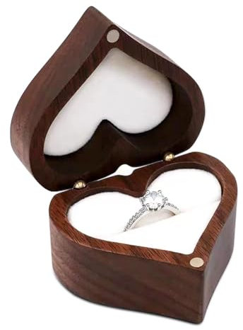 Begchy Herzförmige Ringschatulle aus , für Ringe, romantische Eheringhalter, Verlobungsringbox, Antrag, Jahrestag, C