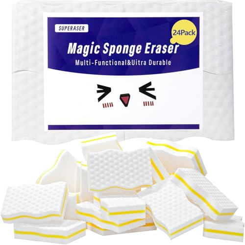 Magischer Schwamm-Radierer, Melamin-Schwamm, langlebig, 2 x Dichte, multifunktional, Haushaltsreinigung, Küche, Geschirrschwamm für Küche, Bad, Boden, Spüle, Möbel, Yacht, Wandreiniger, 24 Stück