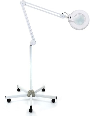 LED Lupenleuchte Kosmetik mit Standfuß, Lupenlampe Lupe mit Licht, Vergrößerungslampe mit 8X Vergrößerung, 24W LED Licht, für Kosmetik und Lesen Geeignet