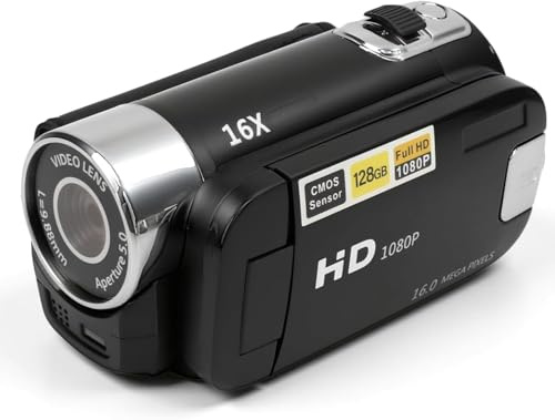 EIMSOAH Caméscope Vidéo Vintage, Caméscope 16 MP, Appareil Photo Numérique 1080P, Caméscope à écran Rotatif de 2,4 Pouces, Enregistreur Vidéo HD Zoom 16X avec Lumière de Remplissage pour