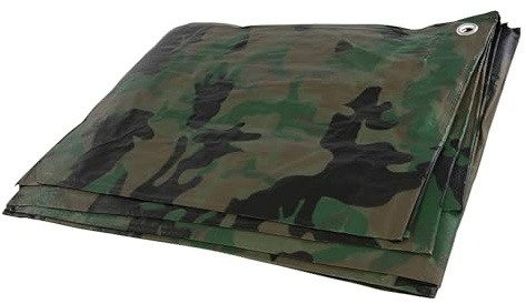 Camo Tarpaulin Waterproof 4 x 5 m - 85 GSM Heavy Duty Ground Sheet Cover with Eyelets - UV Resistant, Rot Proof, Tear Resistant Tarp for Outdoor Camping Shelter, Garden Furniture, Log Store, Bike