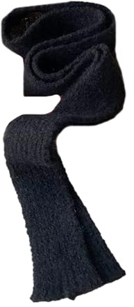 Uqezagpa Damen-Schal, Halstuch für Damen und Herren, weicher Halswärmer, gestrickt, schmal, langer Schal, Winter, Herbst, Mode, Halsbekleidung, Schwarz , 180x6cm