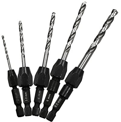 5-teiliges Kegelsenkerbohrer Set 6542 Schnellwechsel Sechskantschaft Holzbearbeitungsschraube Reibahle Metrisch 2 Mm Bis 6 Mm