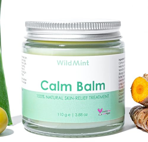 WildMint Calm Balm 100% Natural Relief Treatment for Sore, Itchy & Dry Skin | Intensive Shea Butter Moisturiser Suitable for Baby with Sensitive Skin Prone to Eczema, Redness & Irritation | 120ml