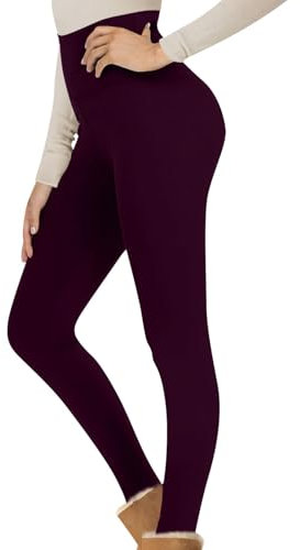 Damen Thermo Leggings Thermostrumpfhosen Für Damen Hose Winterhose Verdickte Jogginghose Damen Hohe Taille Leggins Strumpfhosen Muster Lounge Wear Damen Sportleggings Schlafanzughosen(Lila,XL)