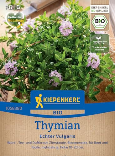 Kiepenkerl Thymiansamen Echter Vulgaris 1058380 - BIO - Würz-, Tee- und Duftkraut sowie Zierstaude und Bienenweide - Pflanzen Samen, Saatgut, Kräutersamen