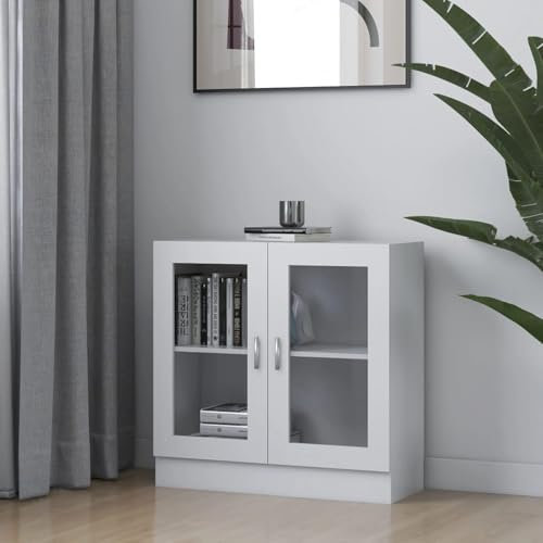 Xichuzi Vitrinenschrank, Glasvitrine, Vitrine, Schrank, Display Case, Sammlervitrine, Glassvitrinenschrank, Schmuckvitrine, Weiß 82,5x30,5x80 cm Spanplatte