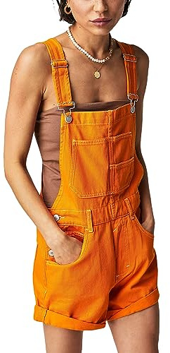 Cusghjbsg Women Denim Bib Shor Overalls Adjustable Suspender Romper Shorts Casual Rolled Cuff Wide Leg Jumpsuit Shortalls With Pocket