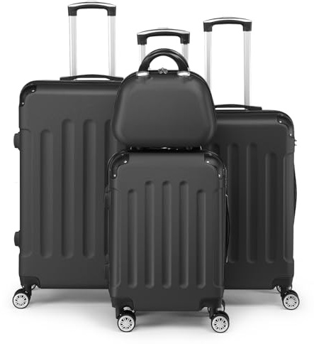 LEADZM Set de 4 Valises de Voyage avec Vanity Case (Noir)