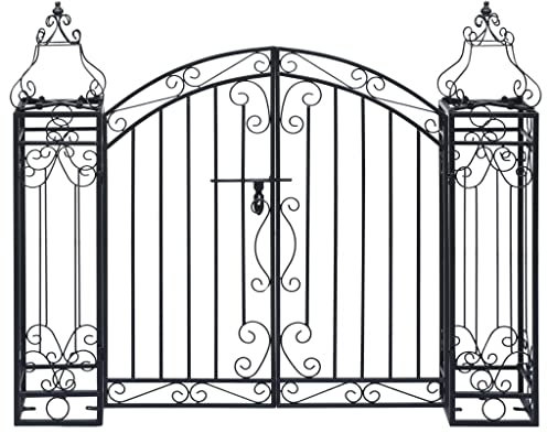 Lauuoeriau Furniture Item home Ornamental Garden Gate Wrought Iron 122x20.5x100 cm-Furniture