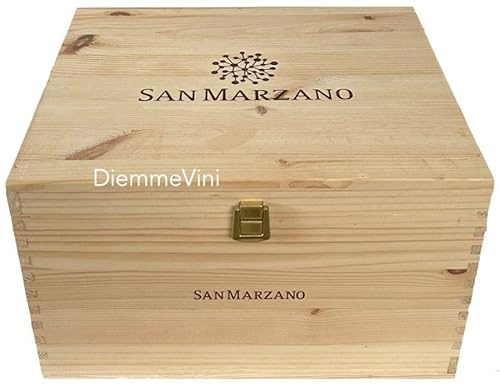 Generico Feudi San Marzano Cassa in Legno di Pino Vuota per 6 Bottiglie, 33x26x19 cm, con Chiusura