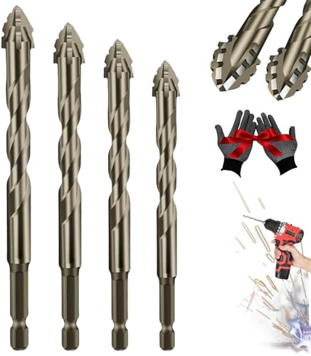 Quickpierce High-Performance Titanium-Coated Drill and Tap Set, Four Blade Serrated Eccentric Drill Bits, New Four-Flute Sawtooth Eccentric Drills Bit Set (5Pcs(6/6/6/8/8))