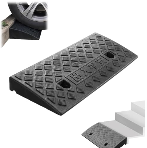 en Caoutchouc De Trottoir, Rampe De Seuil pour Marche Hauteur 5-11 Cm, Rampe De Bordure pour Trottoirs, Voitures, Camions, Accès, Vélos, Motos, Chiens, Fauteuils Roulants (Noir, 50CM*22CM*5CM)