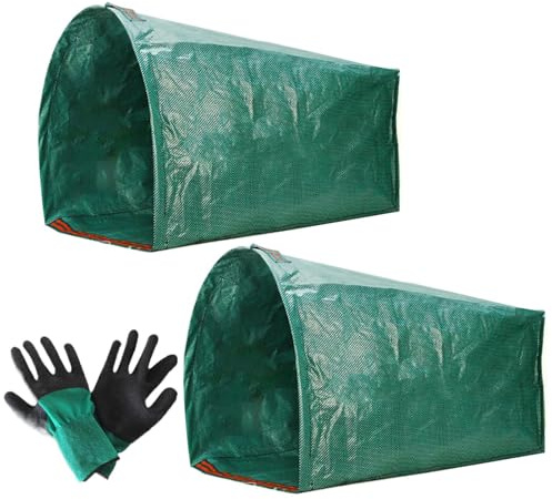 Lövuppsamlingssäck 2-Pack Vikbar Trädgårdsavfallssamlare Med Handskar