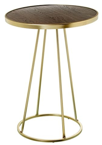 Table d'appoint en Bois et métal en Noyer et doré 40 x 40 x 54,5 cm