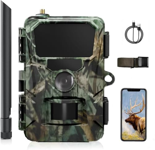 CEYOMUR 4G LTE Cellular Wildlife Camera with SIM Card, 2K Trail Camera Sends Pictures to Phone, Garden Camera with Night Vision Motion Activation, 0.1s Trigger, Cloud/TF Storage, IP66 Waterproof