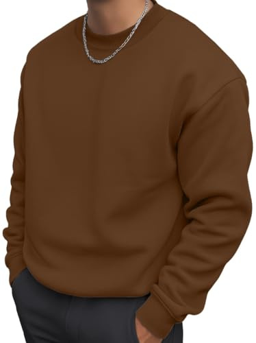 PrinStory Sweatshirt For Men Uk Cotton Round Neck Jumper Warm Long Sleeve Pullover Sweater With Ribbed Hem