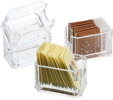 Sanfoelek 4-Pack Acrylic Sugar Packet Holder, Tea Bag Organizer, Condiment Dispenser for Restaurants, Modern Design, Transparent