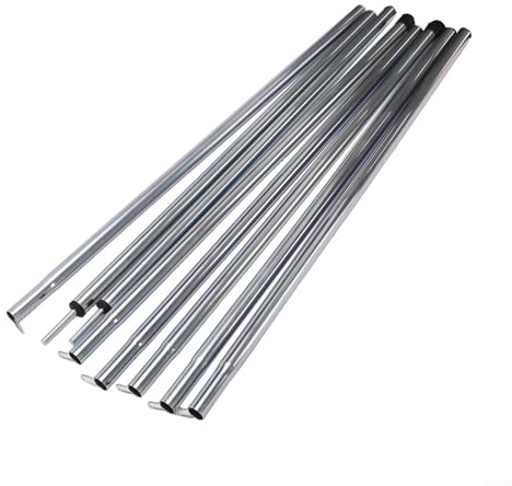 Yhenlovtt 2 x Baldachin-Stützstangen mit Aufbewahrungstasche, 2 m Eisen-Zeltstangen für Outdoor-Camping und Sonnenschutz, verstellbares 4-teiliges Design in Silber (Silber)