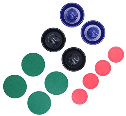 Hztyyier Heavy Duty 96 Mm Air Hockey Pusher Set med Gröna Kuddar för Intensiva Bordsspel, Inkluderar 4 Pushers, 4 Pads och Air Hockey Puckar (Typ F)