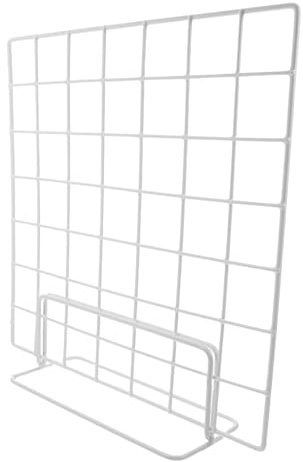 DIYEAH Expositor de Fotos en Cuadrícula 35x35 Cm Color Claro, Soporte de Rejilla de Alambre Resistente, Organizador de Mesa para Decoración y Exhibición en Puestos de Mercado, Set de 2