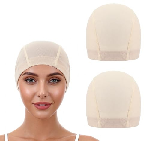 2 pezzi parrucca Wig Cap, traspirante ed estensibile, rete per capelli Wig Caps Wig Caps Wig Caps Neutral Beige parrucca per parrucche, sottogruppo, parrucca elastica per Halloween, cosplay