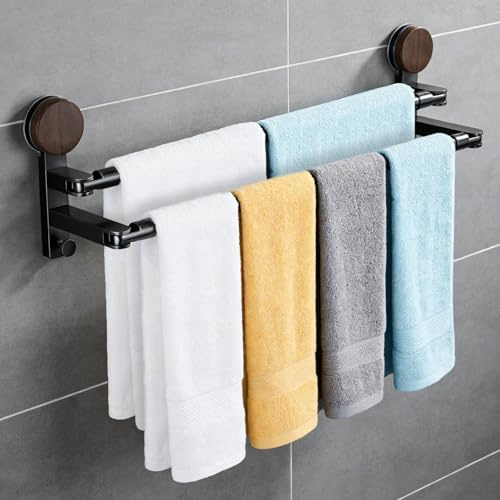 Portasciugamani a ventosa senza foratura, doppio portasciugamani con lunghezza regolabile, per parete doccia e cucina, 50-97 cm, accessorio da bagno