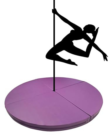 Pole Dance-matta, extra stor lila poldansmatta, 200 cm fallskyddsmatta för nybörjare, gymnastik och träning, cirkulär skyddsmatta för p