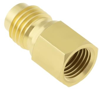 YINETTECH Adaptador Manguera de Latón para Bomba de Vacío R1234YF Macho ACME de 1/2 Hembra SAE de 1/4 para R-12 R-134a R-1234yF Adaptadores de 1/2