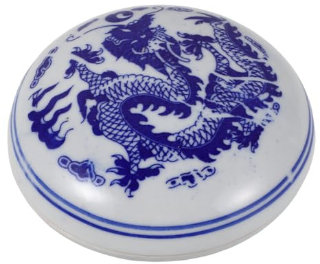 Veemoon Set Calligrafia Ceramico Tampone Inchiostro per Principianti, Scatola Elegante Decorazione Drago, per Ufficio e Arte, Versatile e Anti-perdite