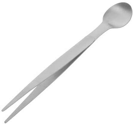 ibasenice Kleiner Probierlöffel aus Edelstahl 20,5cm mit Integriertem Essstäbchen und Pinzette für Hotel und Restaurant Robust und Platzsparend