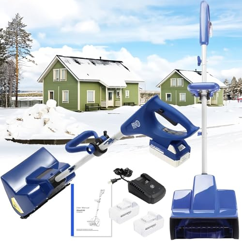 Pala da neve elettrica senza fili, spazzaneve portatile per sgombero da neve all'aperto, larghezza 27,9 cm, profondità 17,8 cm, funzionamento a batteria, manico regolabile