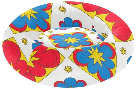 Cama ortopédica para gatos y mascotas, extraíble y lavable, diseño abstracto de flores azules y rojas, para mascotas de tamaño mediano, M