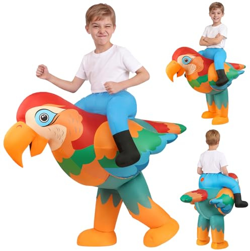 AOOWU Disfraz de Loro Hinchable para Adulto, Disfraz Hinchable de Loro Vistoso, Disfraces Inflable Divertido Pájaro, Traje Divertida Aves para Adultos 155-190cm, Ropa para Halloween Carnaval Cosplay