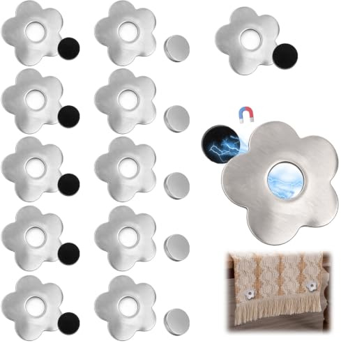AXVRAV 12 Stück Magnet Tischdeckenbeschwerer, Blume Tischdecken Beschwerer Draußen, Extra Schwer Edelstahl Tischdeckenhalter Jeder ca.57g Magnetische Tischtuchklammern für alle Tischdecke Gardinen