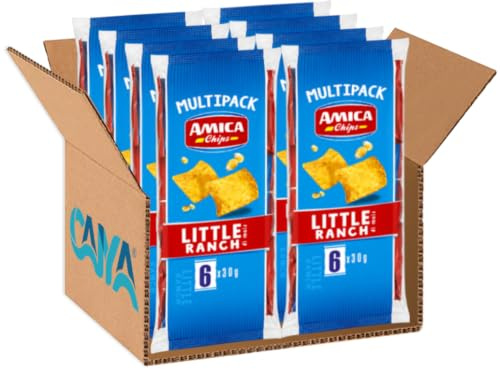 8X Amica Chips Little Ranch Snack di Mais Multipack (6x30g), Snack Croccante di Mais, 180 g