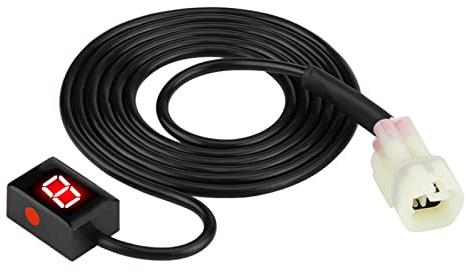 Tbest Kugghjulsindikator Digital Växelindikator Växellägesindikator 1 Till 6 LED-display Autodimmer Snabb Detektering [platshållare] med Neutral Indikator för Motorcykel (Röd)