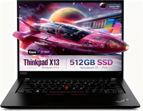 Lenovo ThinkPad X13 Gen 1 Business Laptop da 13,3 pollici, HD Notebook, Intel Core i7-10610U, 16GB RAM, 512GB SSD, Tastiera QWERTY, Windows 11 Pro (Ricondizionato)