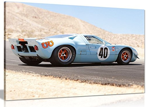 Ford Gt40 Gulf Oil Le Mans 1968 Canvas Wall Art Picture Print (18x12in)