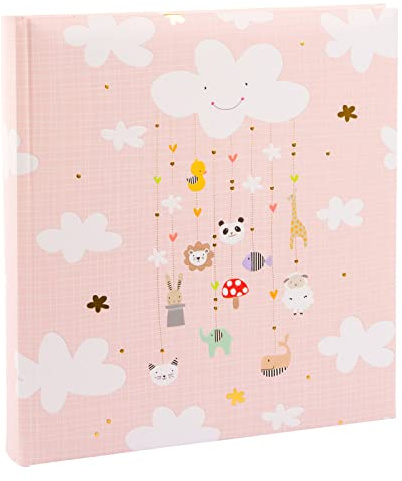 goldbuch 24 455 Fotoalbum Mobile Girl Album 60 weiße Seiten für 120 Bilder, Foto Buch Einband Kunstdruck mit Goldprägung, Babyfotobuch für Mädchen, 25 x 25 x 4 cm