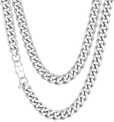 Richsteel Herren Halskette Klassische Panzerkette 3/6/9/12mm breit kubanische Hip-Hop Kette Cuban Chain Necklace für Männer Jungen Edelstahl 36-76cm als Herren Geschenk